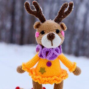 Handmade Crochet Deer Doll